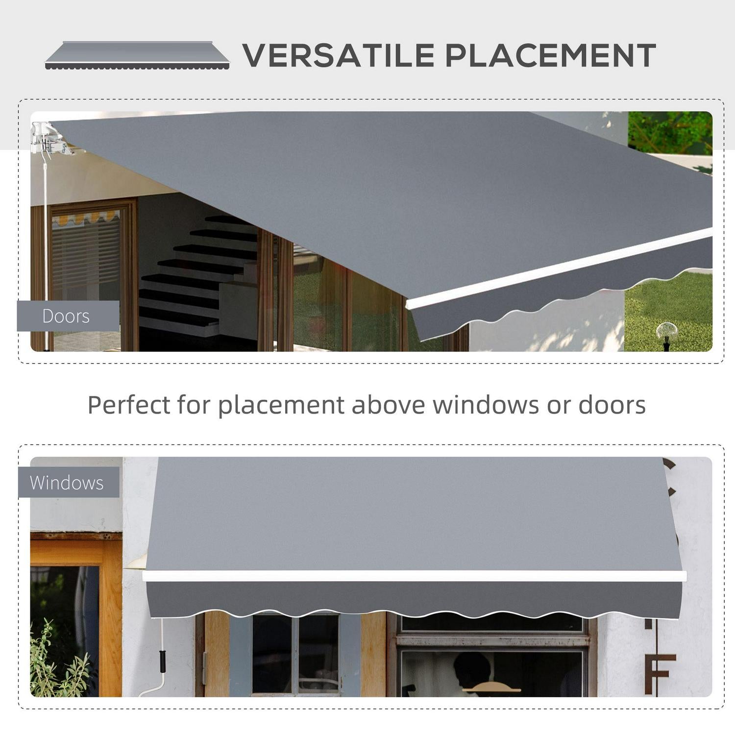 2.5mx2m Manual Retractable Patio Awning Shelter UV Protection