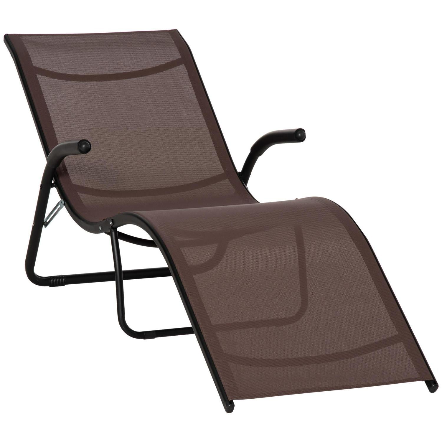 Outdoor Chaise Lounge Folding Lounger Chair- Brown