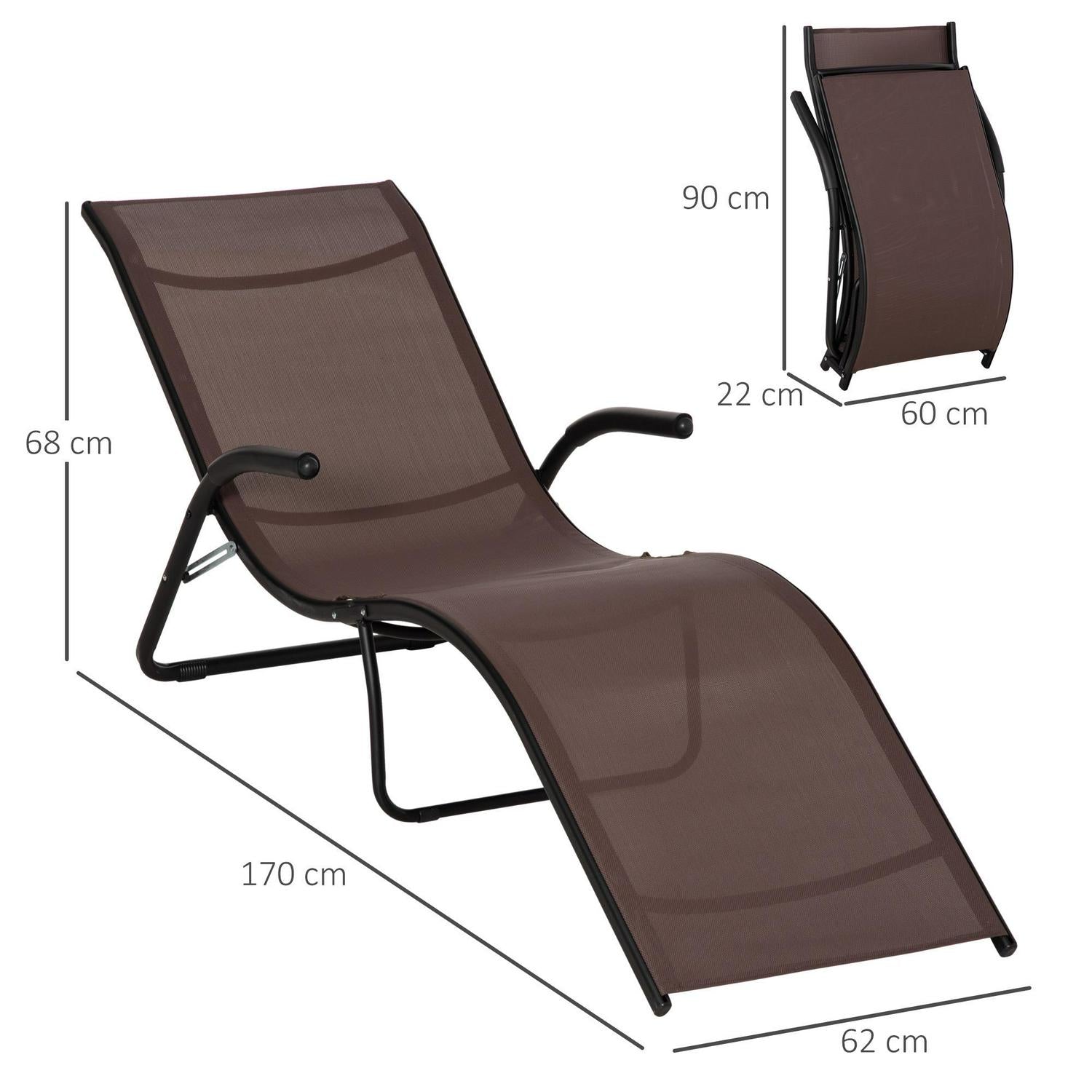 Outdoor Chaise Lounge Folding Lounger Chair- Brown