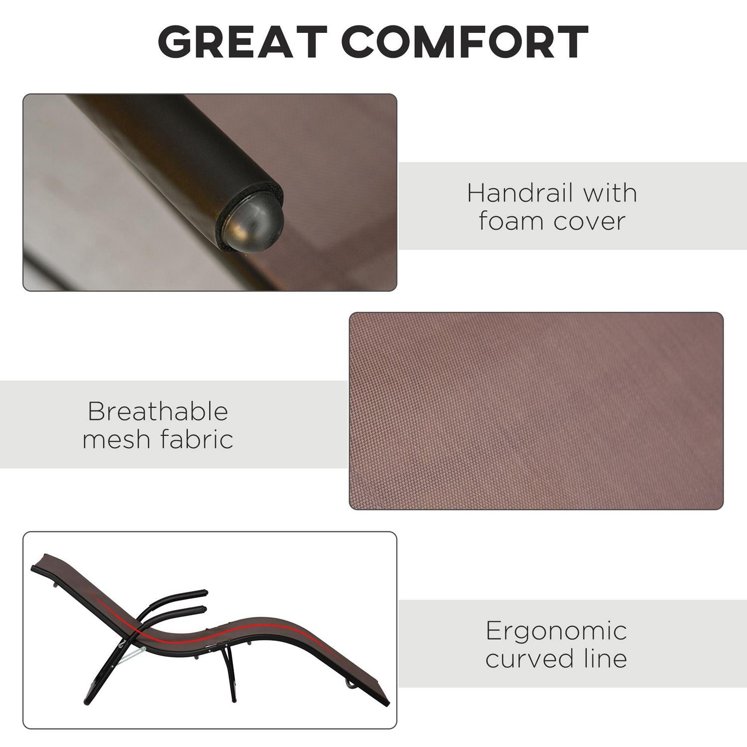 Outdoor Chaise Lounge Folding Lounger Chair- Brown