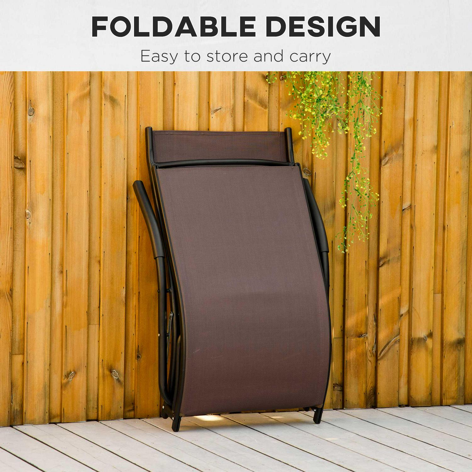 Outdoor Chaise Lounge Folding Lounger Chair- Brown
