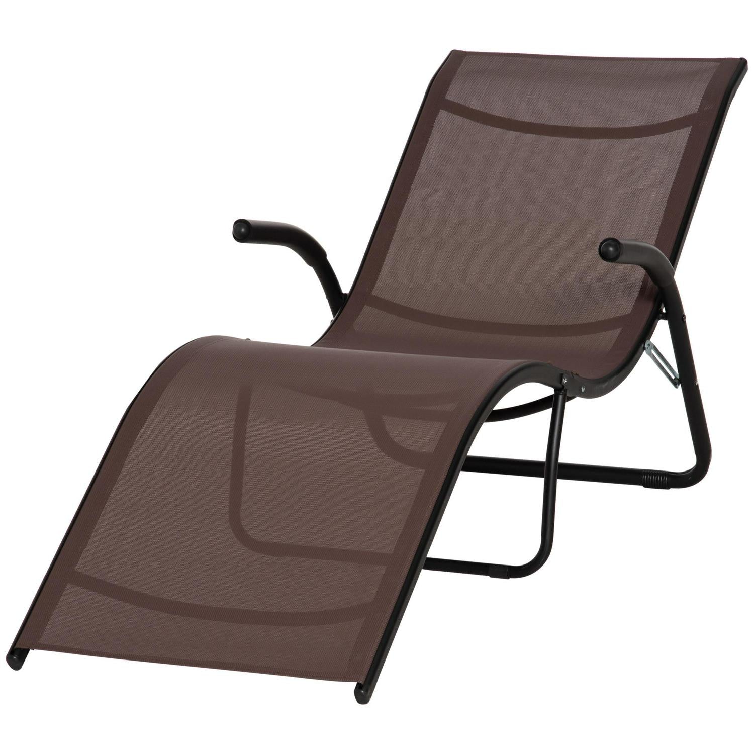 Outdoor Chaise Lounge Folding Lounger Chair- Brown