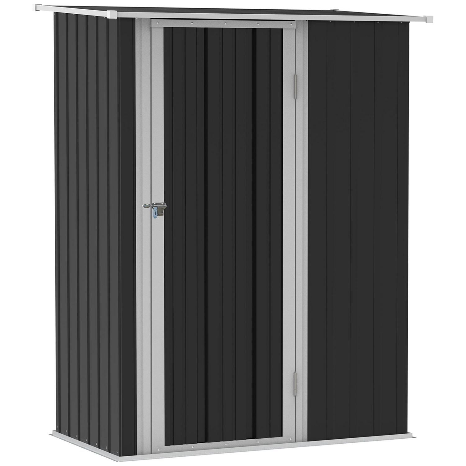 Outdoor Storage Shed Steel Garden W/ Lockable For Backyard Grey