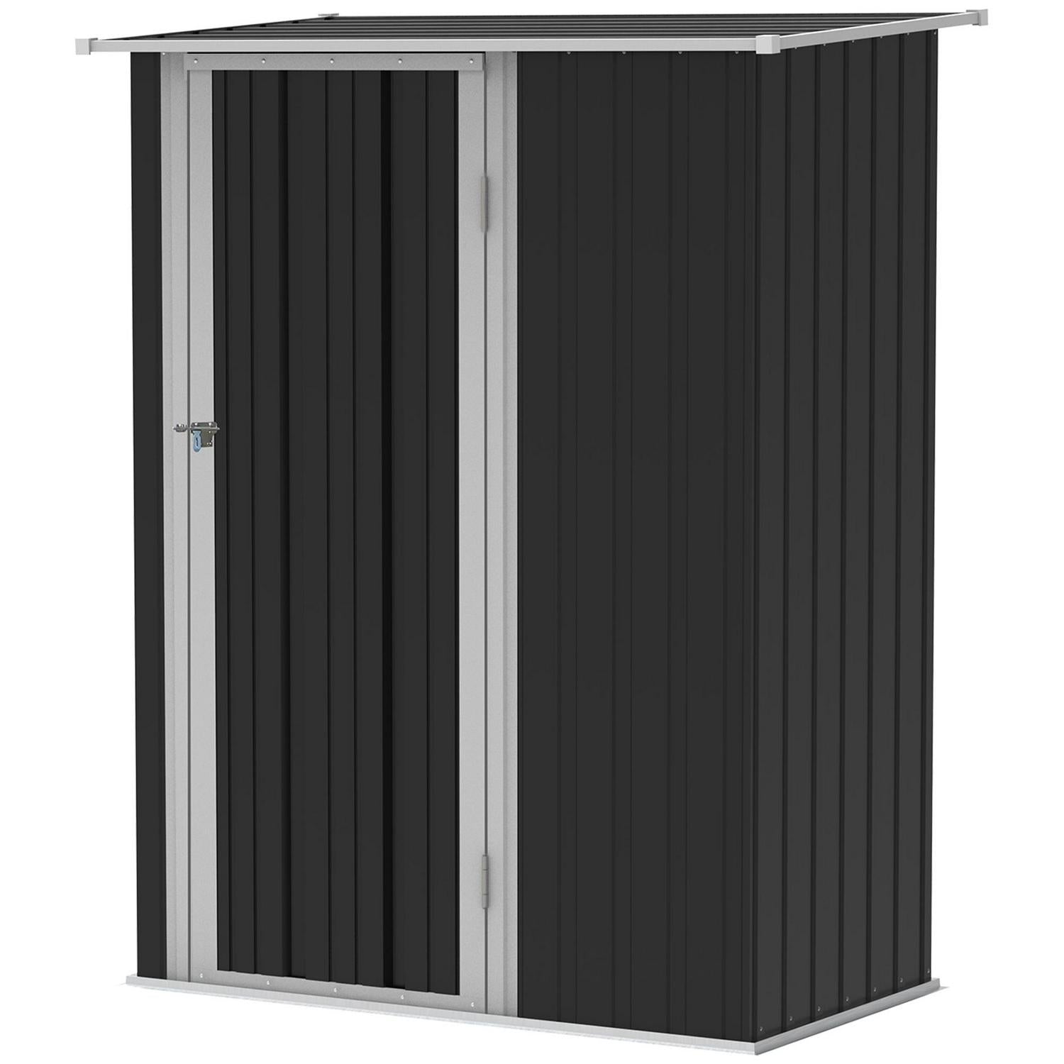 Outdoor Storage Shed Steel Garden W/ Lockable For Backyard Grey