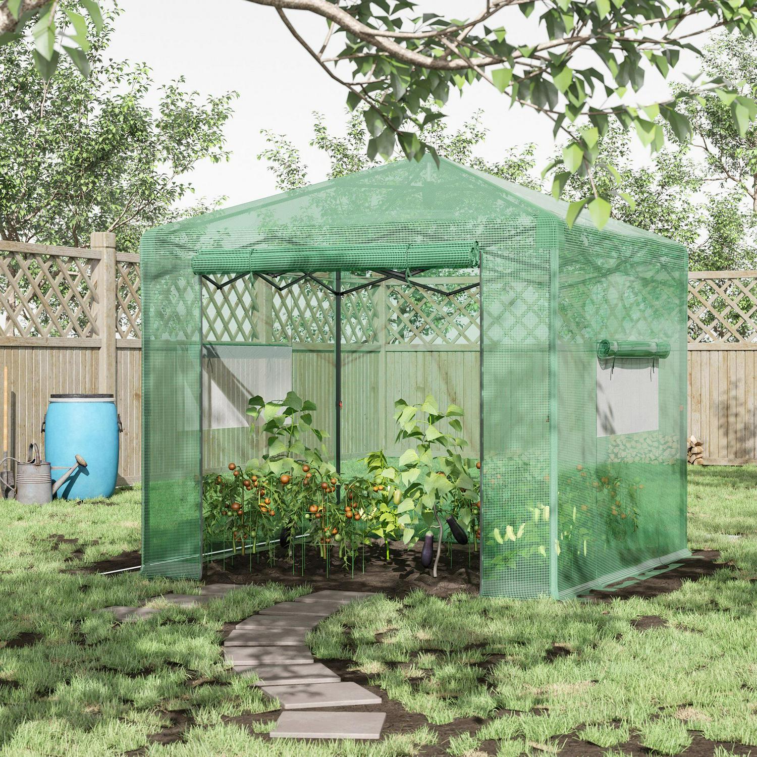 Portable Walk In Greenhouse With Roll-up Door Windows Outdoor Foldable (2 X 2 X 2)m
