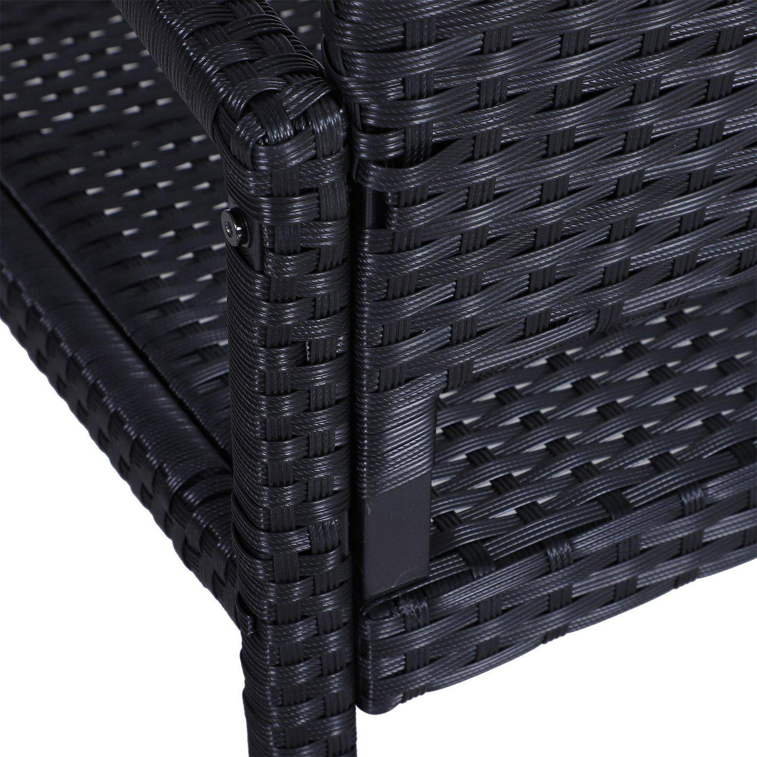 Rattan Chair 2-Seater Loveseat-Black