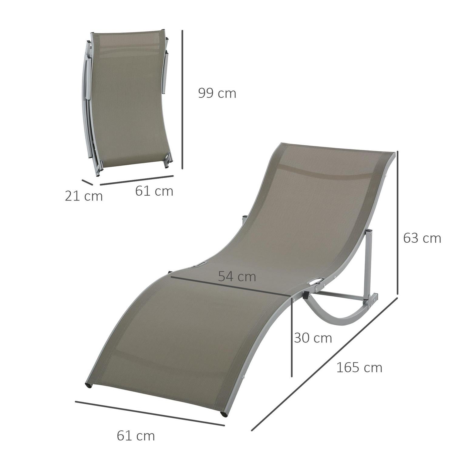 Set Of 2 S-shaped Foldable Lounge Chair- Light Grey