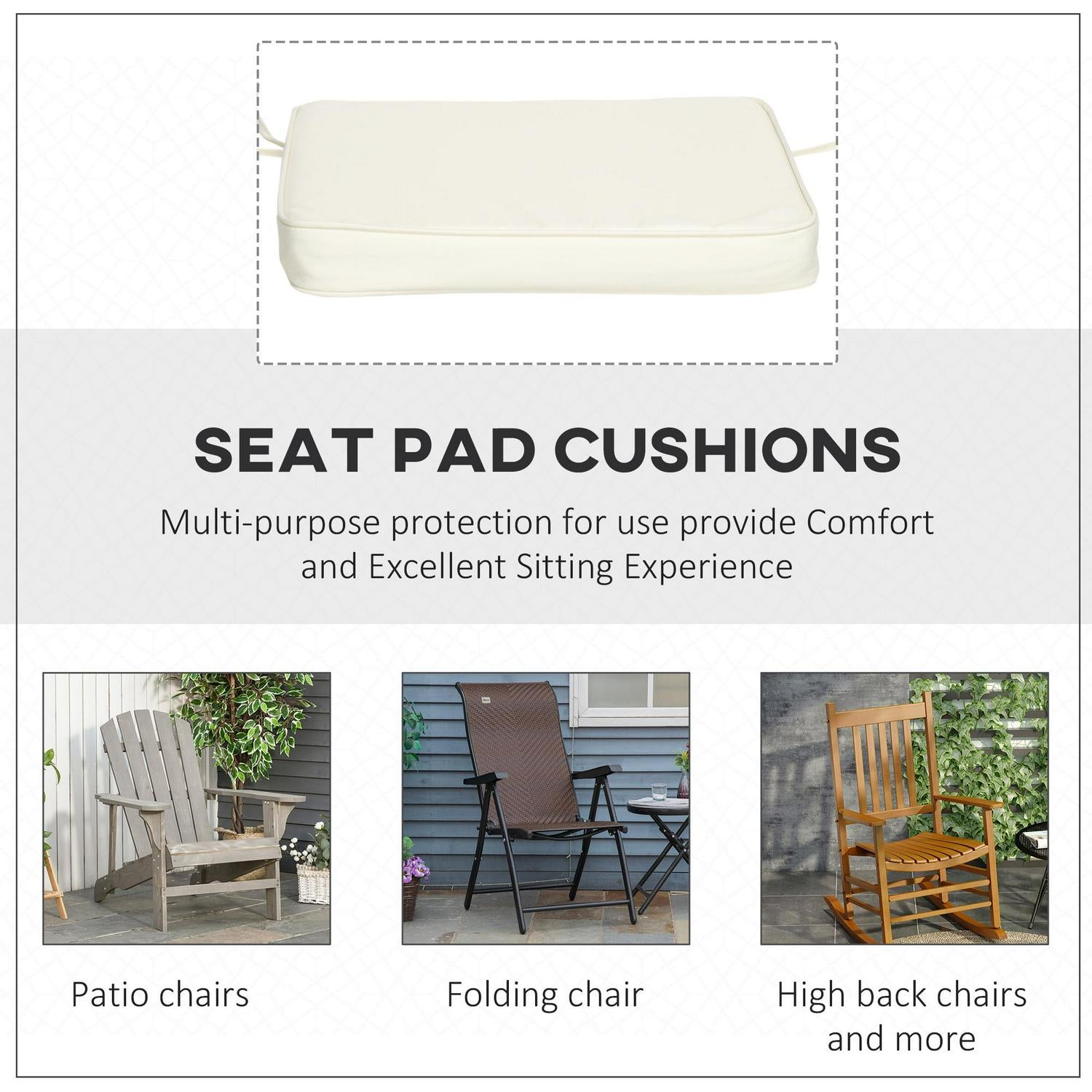 Set Of 6 PCs Chair Cushion, 42Lx42Wx5T Cm-Cream White