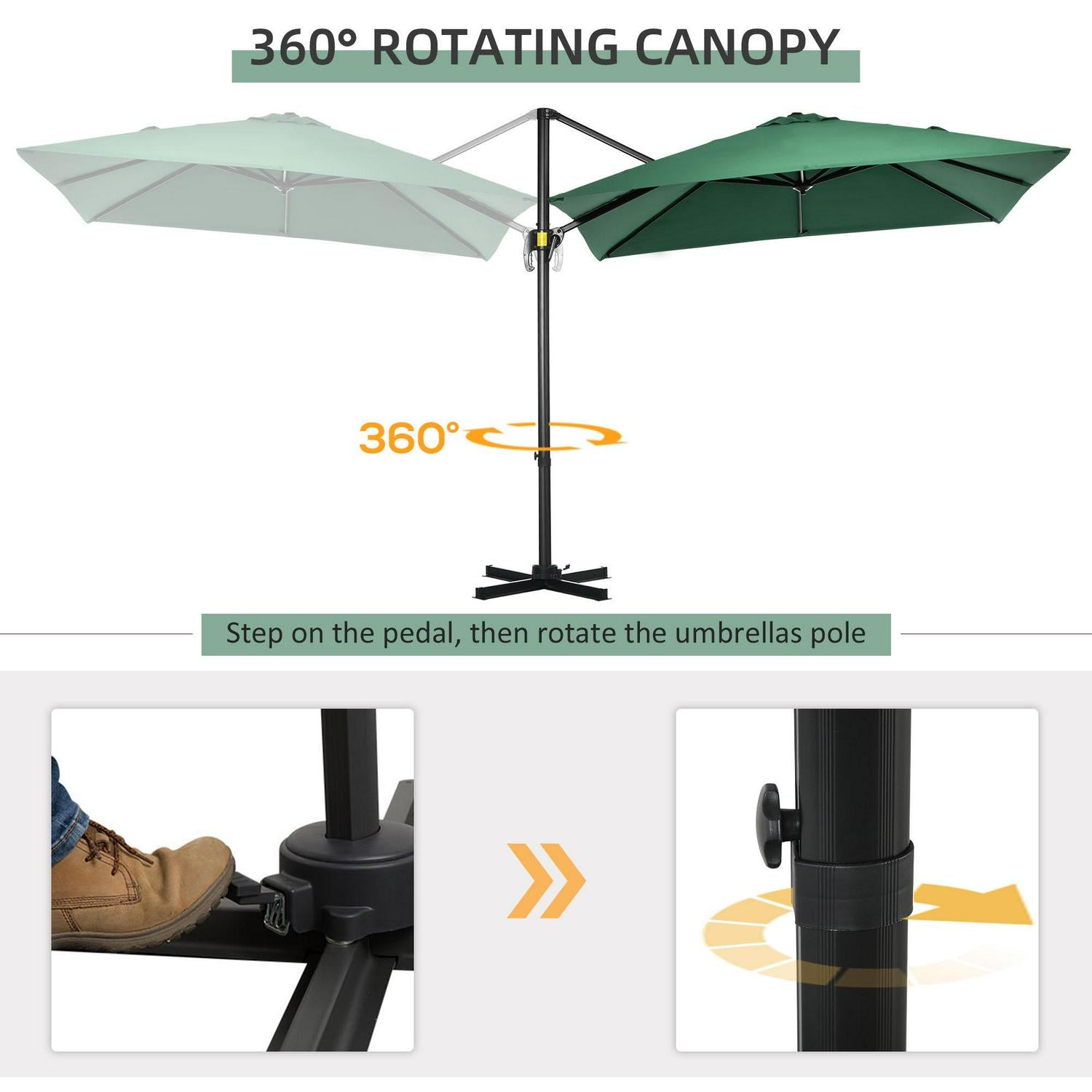 Square Umbrella Parasol -Green