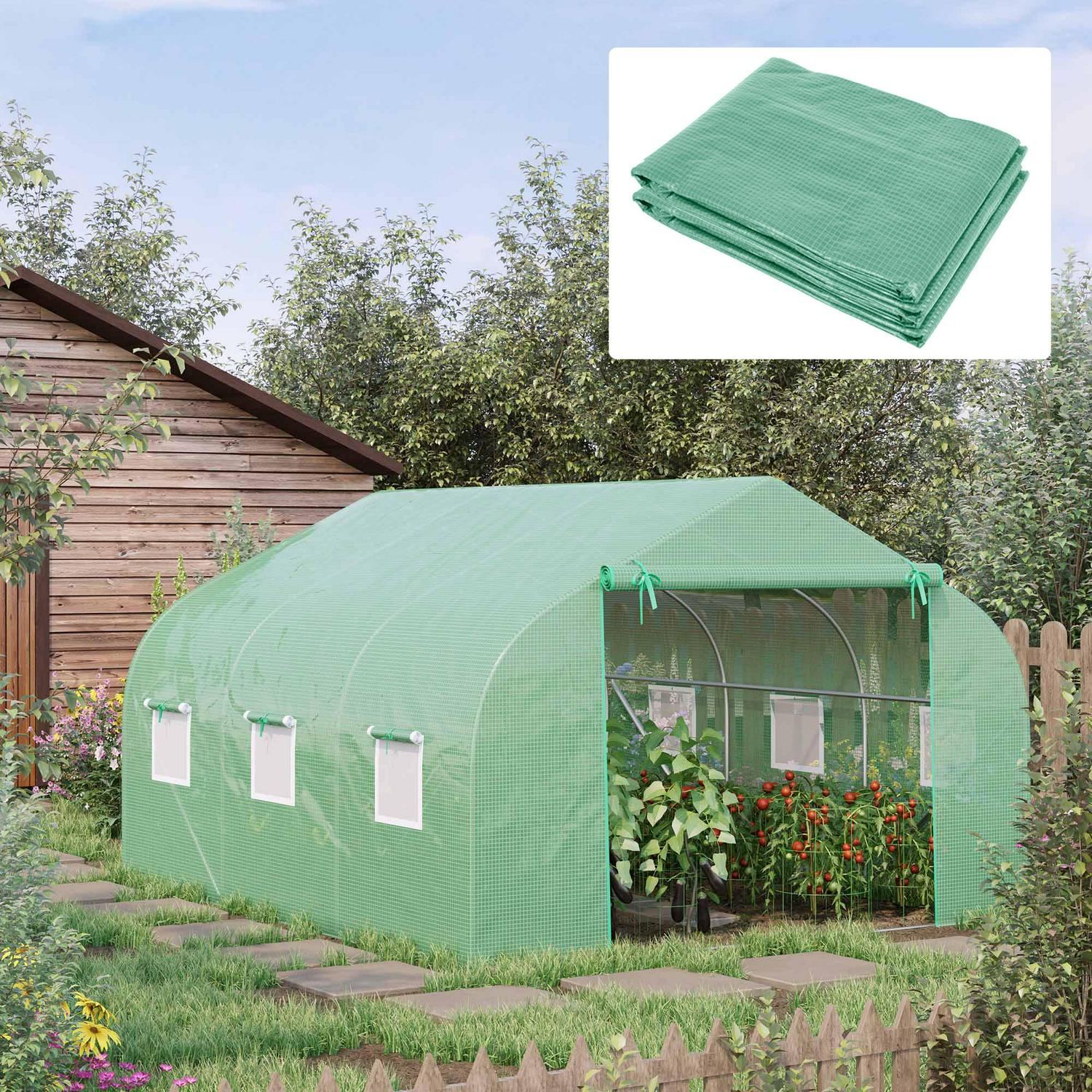 Walk In Greenhouse Cover Replacement Plant Growhouse PE 4.5x3x2m Green