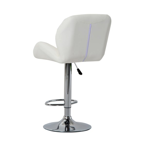 PU Leather Rhombus Design Barstool With Adjustable Height - White