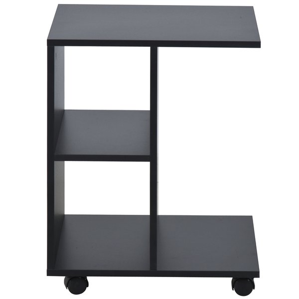 Particle Board C-Shaped 2-Shelf End Table - Black