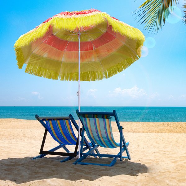 Sun Umbrella Outdoor Garden Beach Shade, Hawaiian Folding Parasol - Multi-Colour