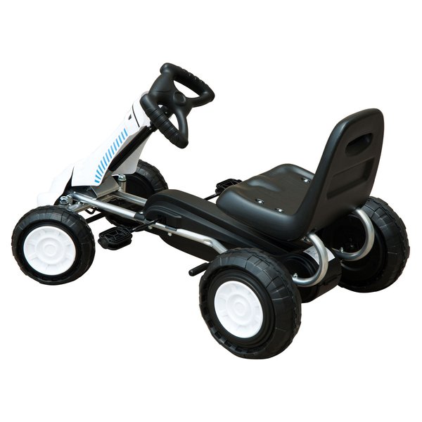 Pedal Go Kart W/ Rubber Wheels For Kids - White and Black