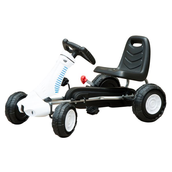 Pedal Go Kart W/ Rubber Wheels For Kids - White and Black