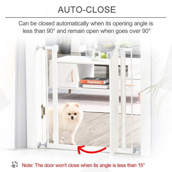 Pet Safety Gate Pressure Fitted Stair Barrier W/ Auto-Close Double Lock