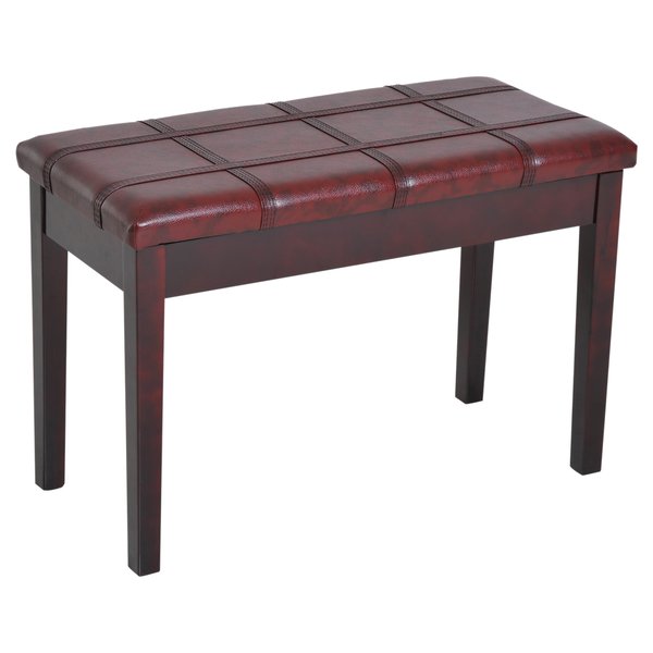 Piano Bench, PU Leather, 75Lx35Wx49H Cm - Wine Red