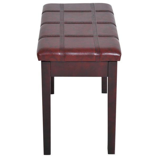 Piano Bench, PU Leather, 75Lx35Wx49H Cm - Wine Red
