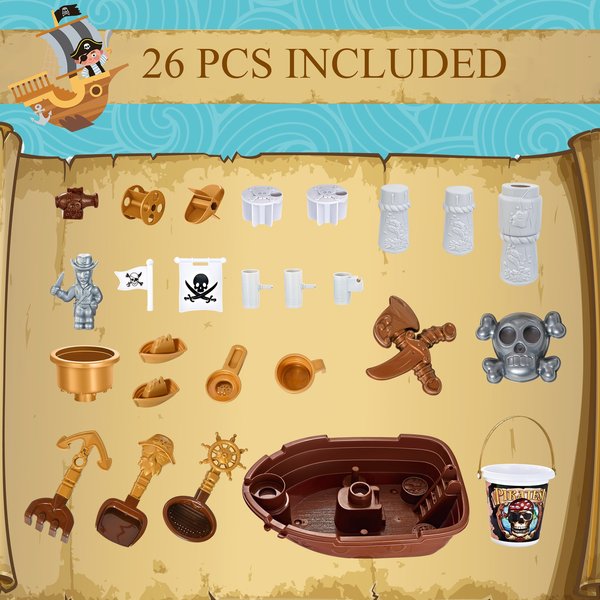 26 PCS Beach Pirate Ship Sand Water Table Toy Playset