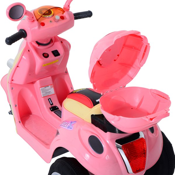 Plastic Music Playing Electric Ride-On Motorbike W/ Lights - Pink