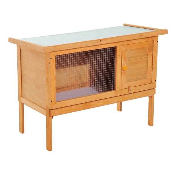 Fir Wood Pet Cage For Small Rabbit, Guinea Pigs, 90Lx45Wx65H cm. - Natural Wood