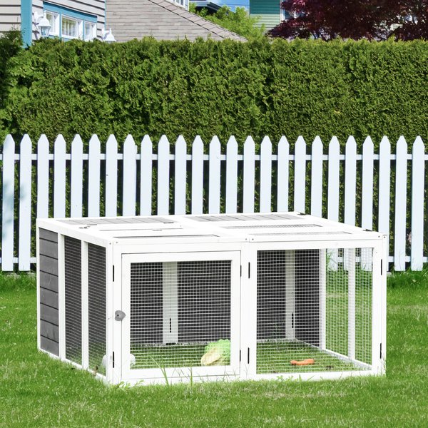 Rabbit Hutch Small Animal Guinea Pig House With Openable Roof 120L x 120W x 60H cm