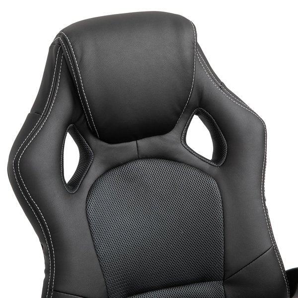 Racing Chair Gaming Sports Swivel PU Leather Office PC Height Adjustable- Black
