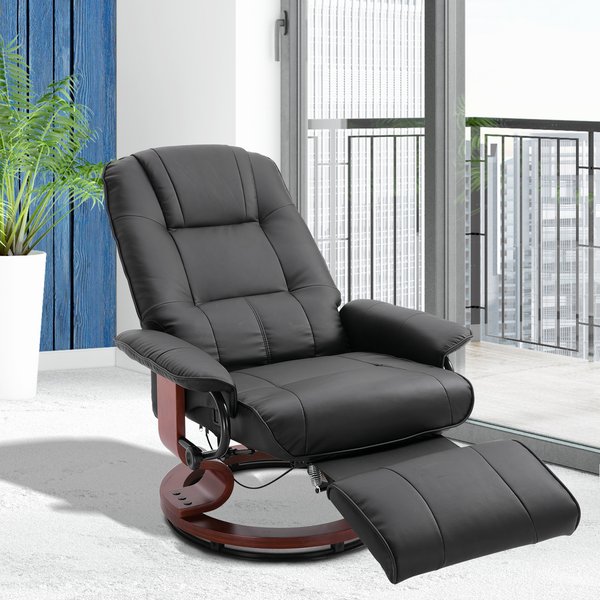 Recliner Chair, PU Leather, 78Wx87Dx100H Cm - Black