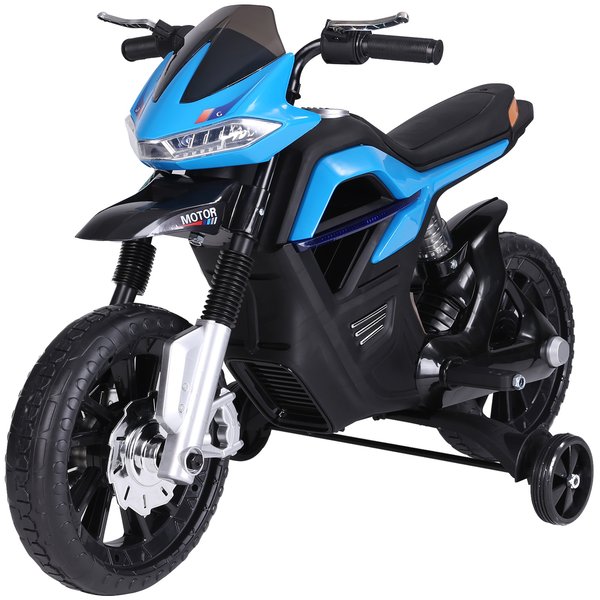 Ride On Kids Electric Motorbike Scooter 6V Battery Powered W/ Brake Lights And Music Blue