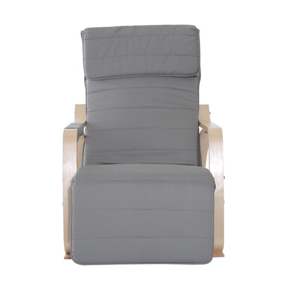 Rocking Chair W/Adjustable Footrest And Side Pocket - Grey