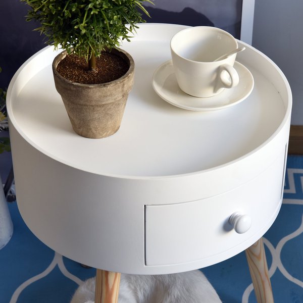 38 X 45H Cm. Round Coffee Table - White