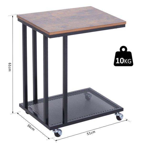 Side Coffee Table, 51Lx36Wx61H Cm - Wood Grain/Black Colour