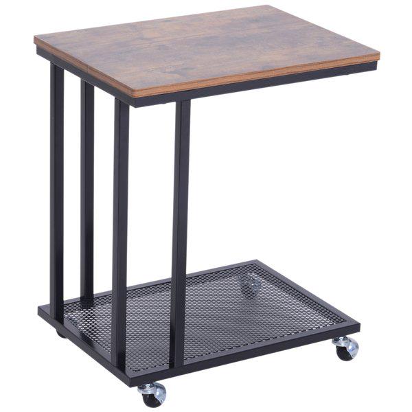 Side Coffee Table, 51Lx36Wx61H Cm - Wood Grain/Black Colour
