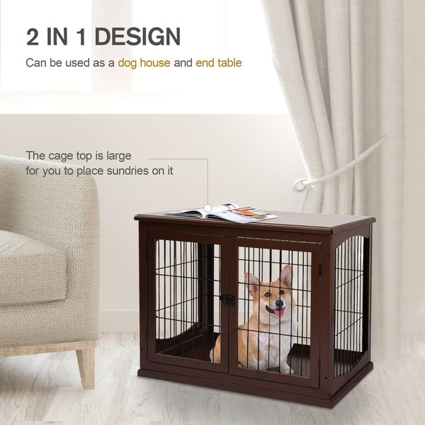 MDF 3-Door Small Indoor Pet Cage - Brown