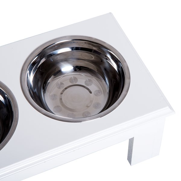 43.7Lx24Wx15H Cm. Stainless Steel Pet Feeder - White