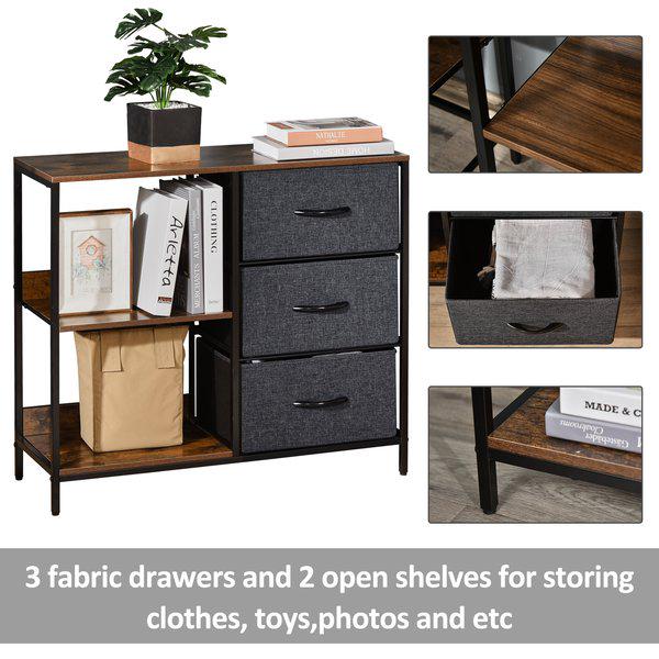 Storage Cabinet Organizer 3 Drawer Chest Dresser Tower With 2 Shelves