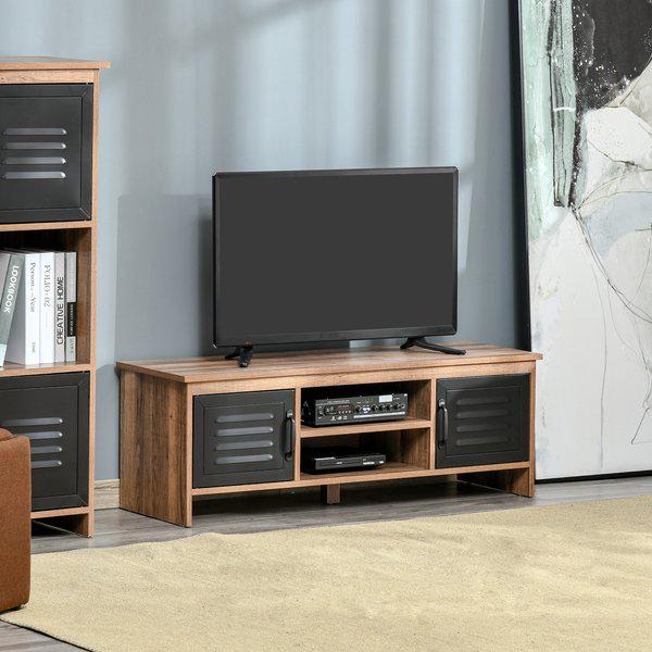 TV Stand Media Unit Cabinet W/ Open Drawers Wire Hole Entertainment Center