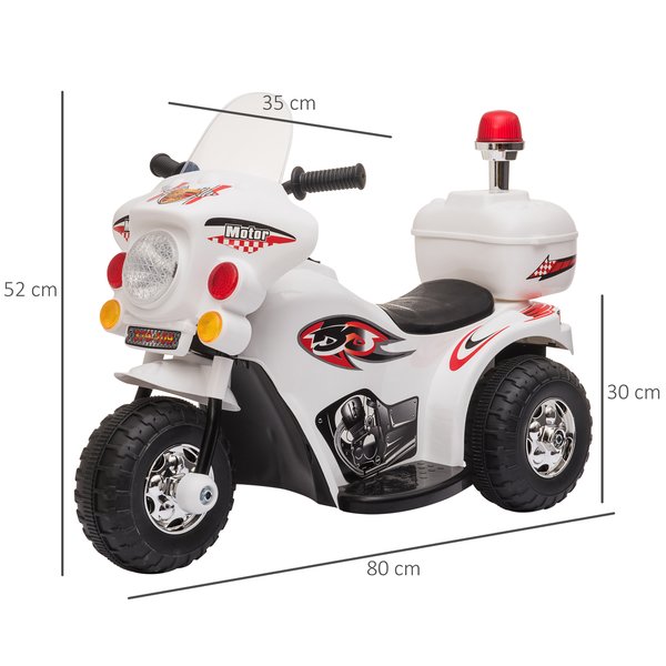Toddlers Electric PP Motorcycle Ride On Trike - White