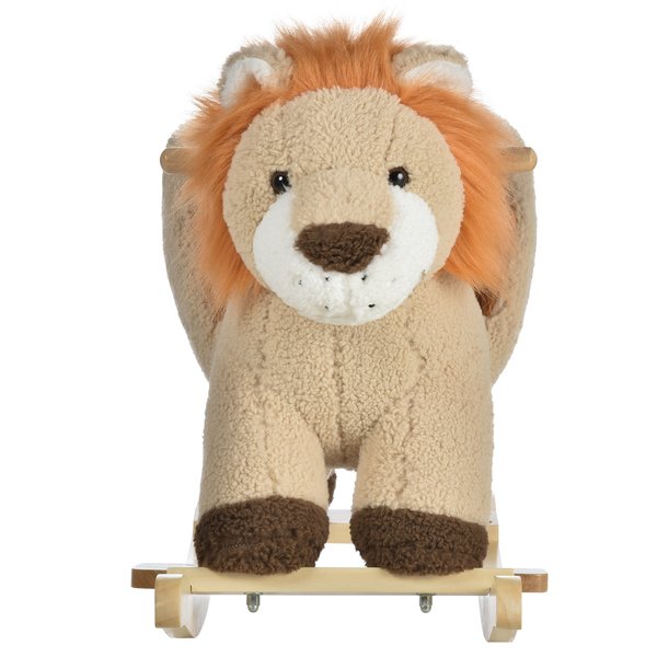 Toddlers Plush Lion Rocking Horse - Brown