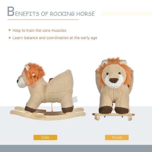 Toddlers Plush Lion Rocking Horse - Brown