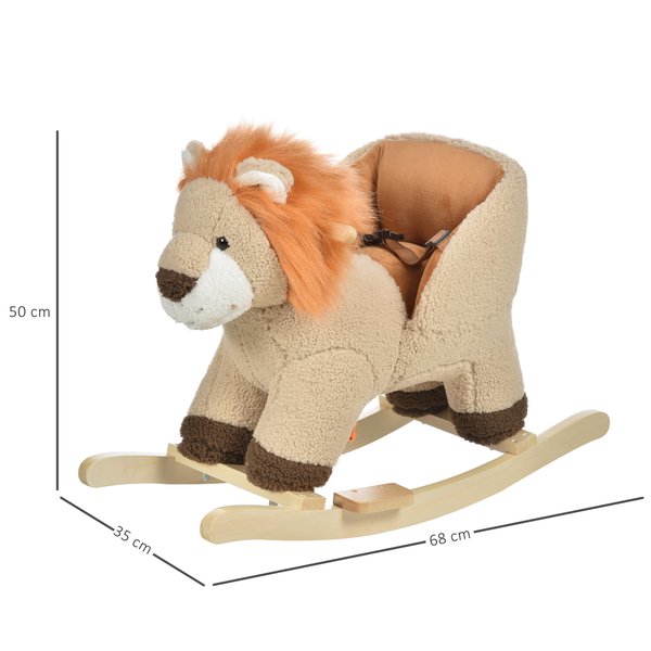 Toddlers Plush Lion Rocking Horse - Brown