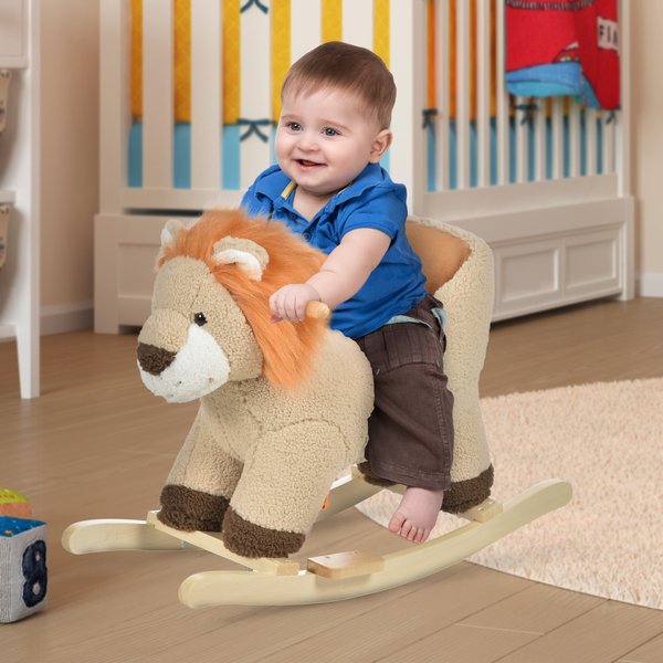 Toddlers Plush Lion Rocking Horse - Brown