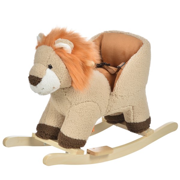 Toddlers Plush Lion Rocking Horse - Brown