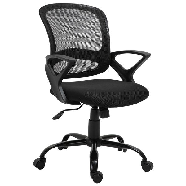 Mesh Home Office Swivel Desk PC Chair w/ Lumbar Support, Arm - Black