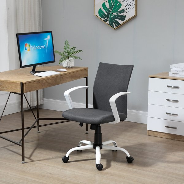 Linen Swivel Computer Desk Chair Home Office  Seat - Deep Grey