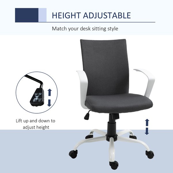 Linen Swivel Computer Desk Chair Home Office  Seat - Deep Grey