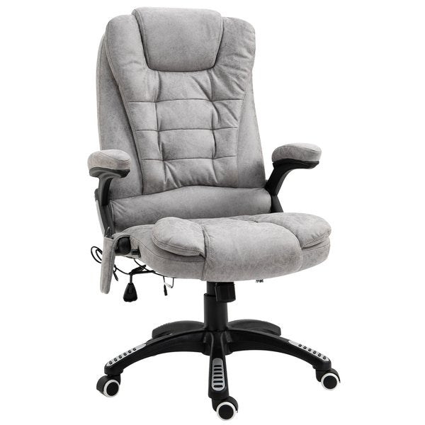 PU Leather 6-Point Massage Office Recliner Chair - Grey