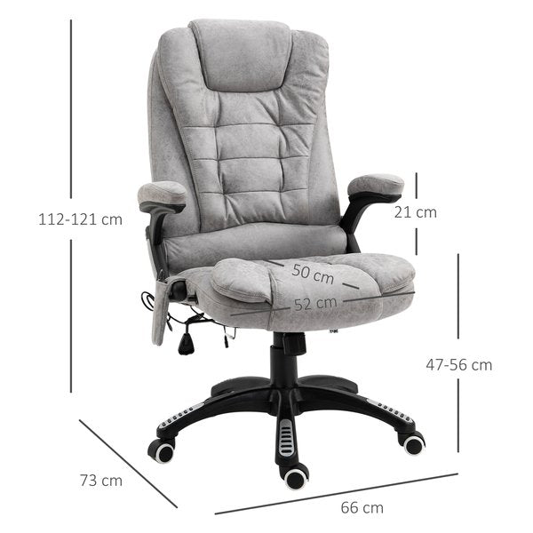 PU Leather 6-Point Massage Office Recliner Chair - Grey