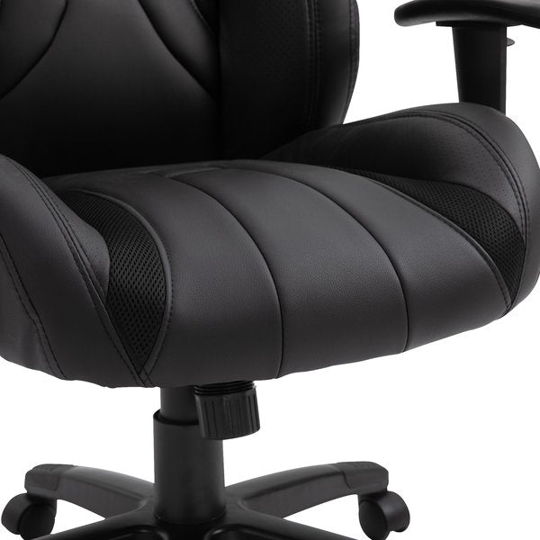 PU Leather Upholstered Adjustable Seat Home Office Chair - Black/ Grey