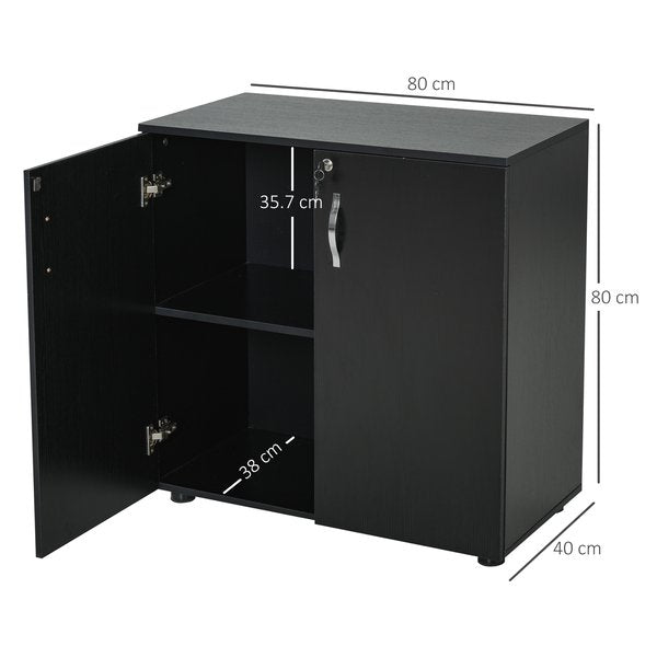 Particle Board 2-Tier Lockable Filing Cabinet Black